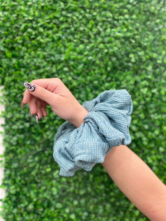 Blue Breeze Knitted Scrunchie
